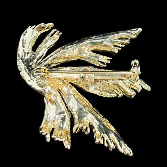 Vintage Gold Tone Wind Blown Leaf Brooch (4908) - Picture 5 of 5